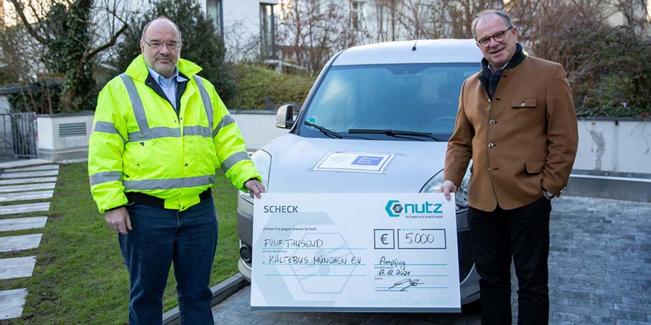 Berthold Troitsch und Christian Gruber - Spende von 5.000 Euro an den Kältebus München e.V. - Nutz GmbH